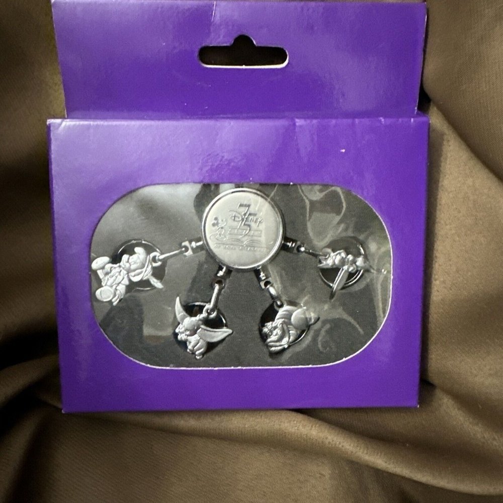 Disney 75 Years Of Love And Laughter Metal Keychain‎ Dumbo, Tinkerbell, Cheshire